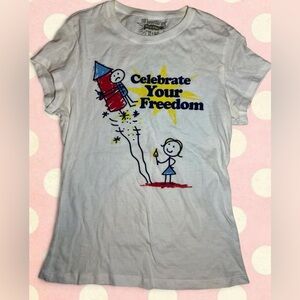No Boundaries White Kids Graphic Tee with Red Rocket & Yellow Star